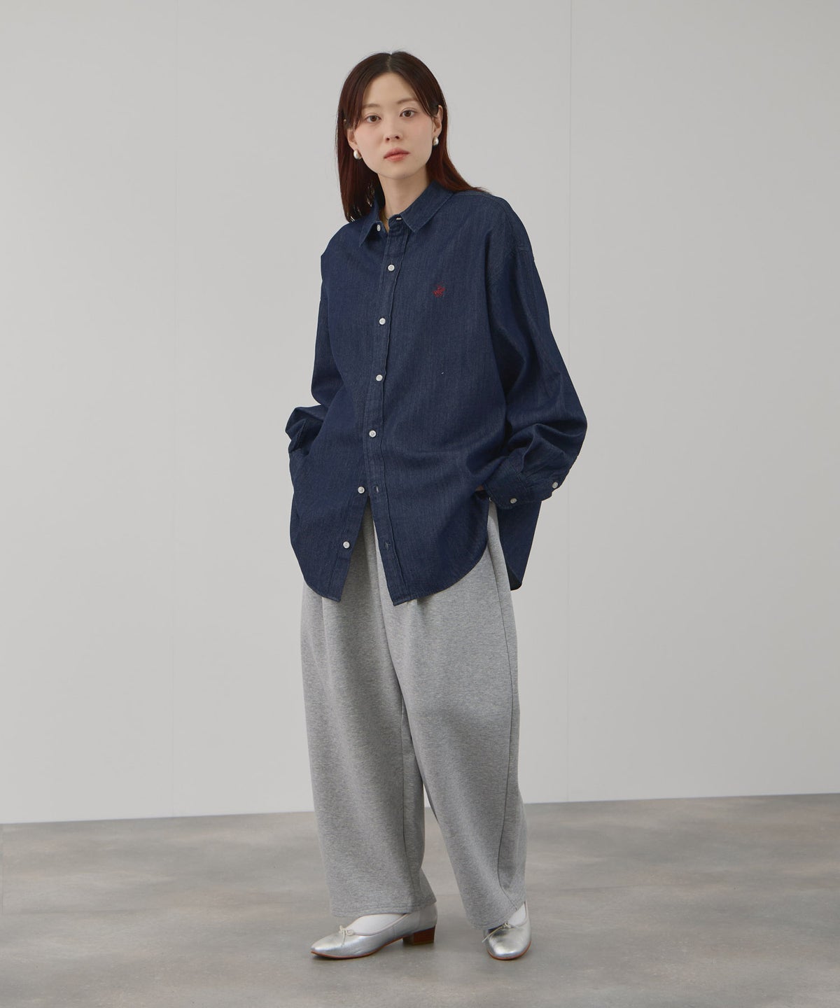 BEVERLY HILLS POLO CLUB ロング丈コットンシャツ レディース