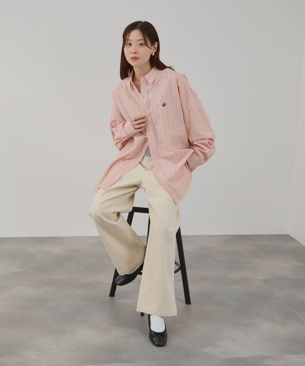 BEVERLY HILLS POLO CLUB ロング丈コットンシャツ レディース