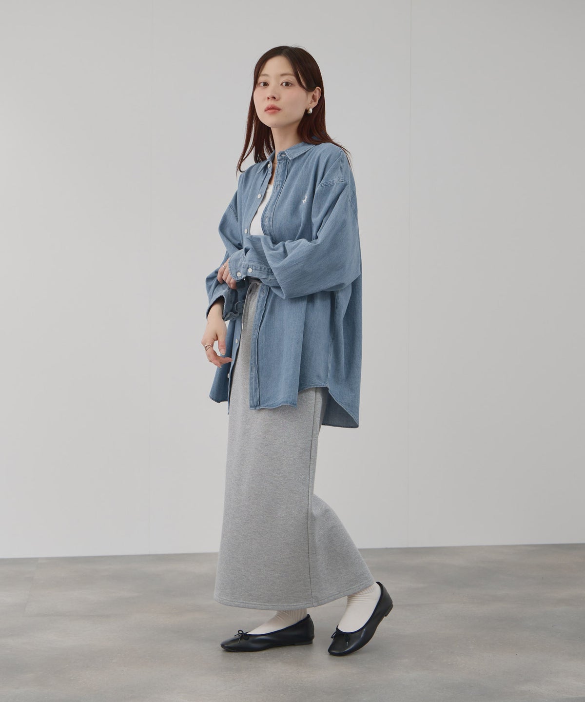 BEVERLY HILLS POLO CLUB ロング丈コットンシャツ レディース