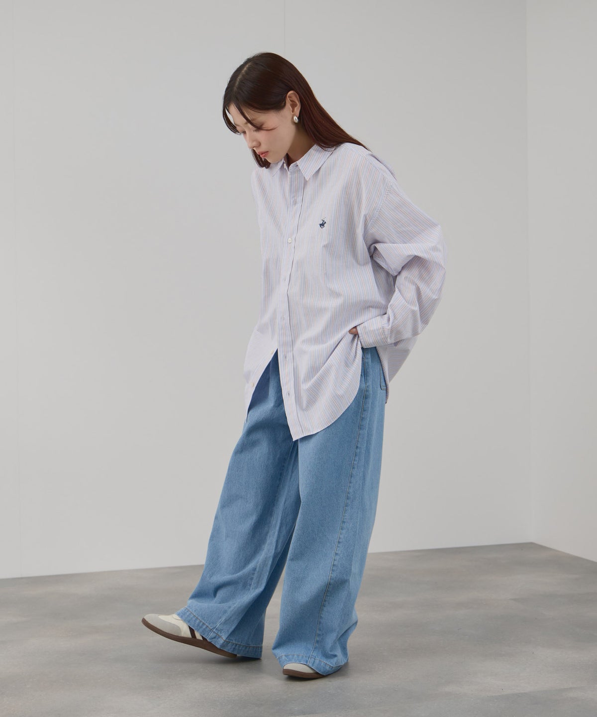 BEVERLY HILLS POLO CLUB ロング丈コットンシャツ レディース
