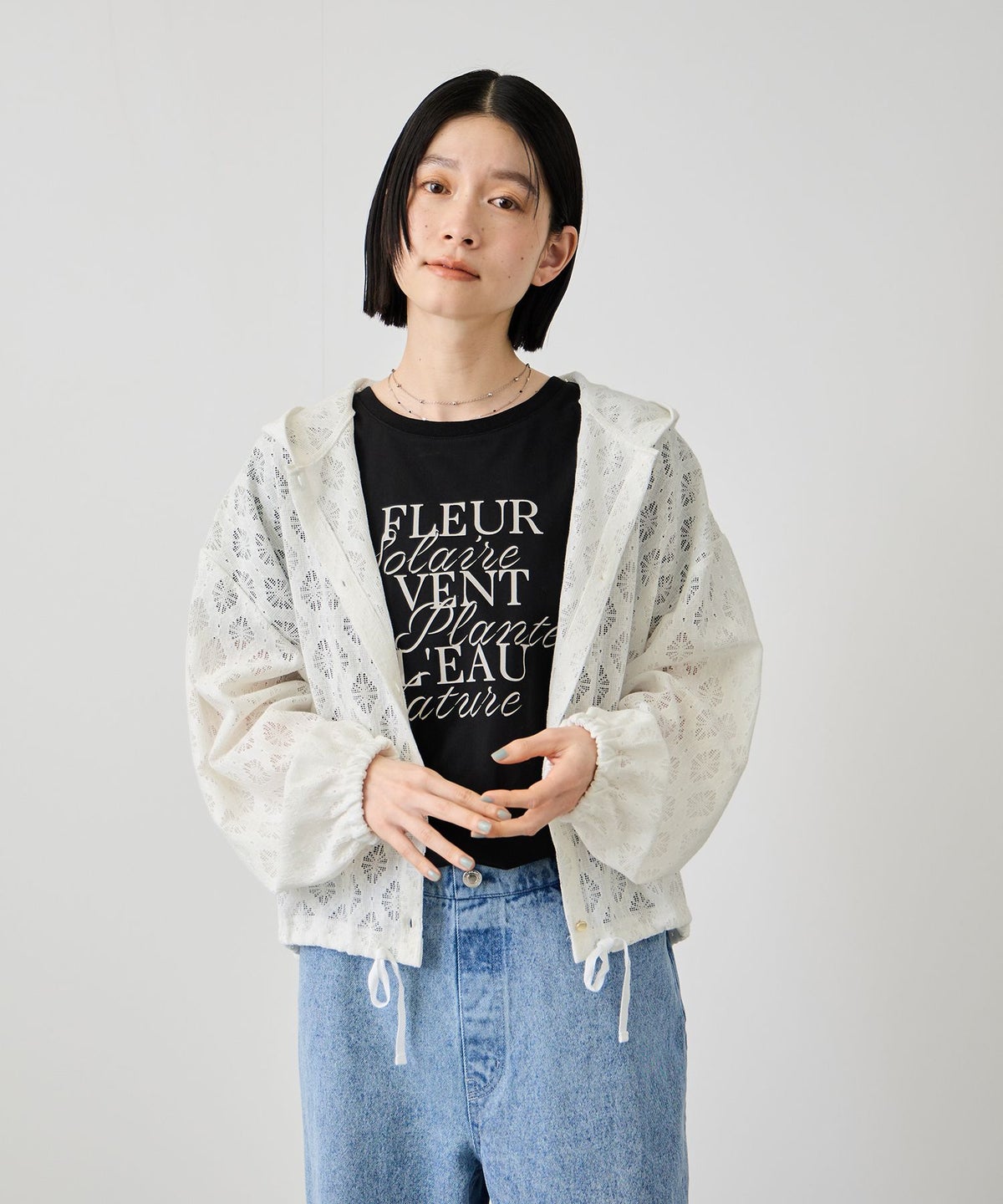 Idnes レースフードブラウス レディース