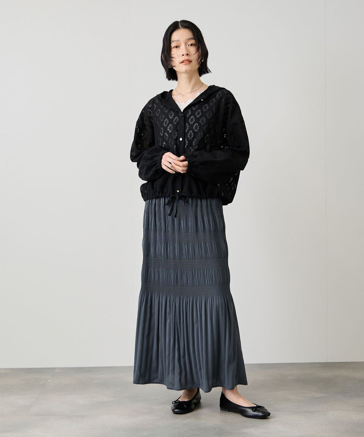 Idnes レースフードブラウス レディース