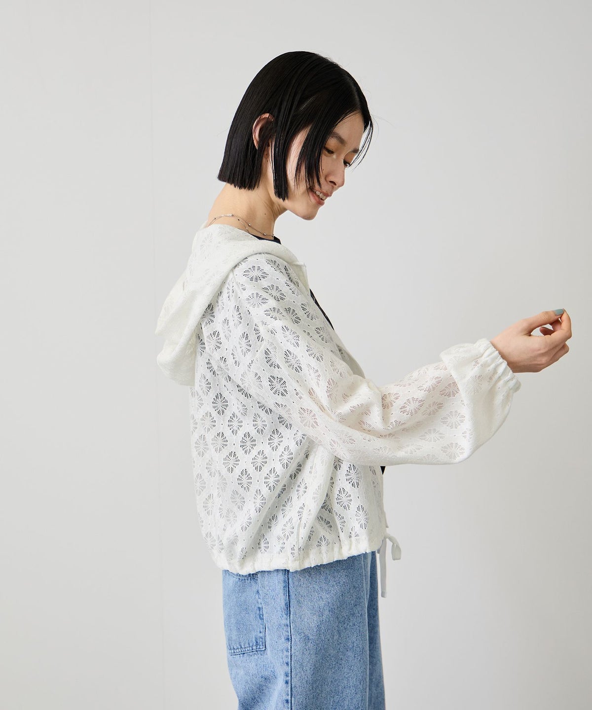 Idnes レースフードブラウス レディース