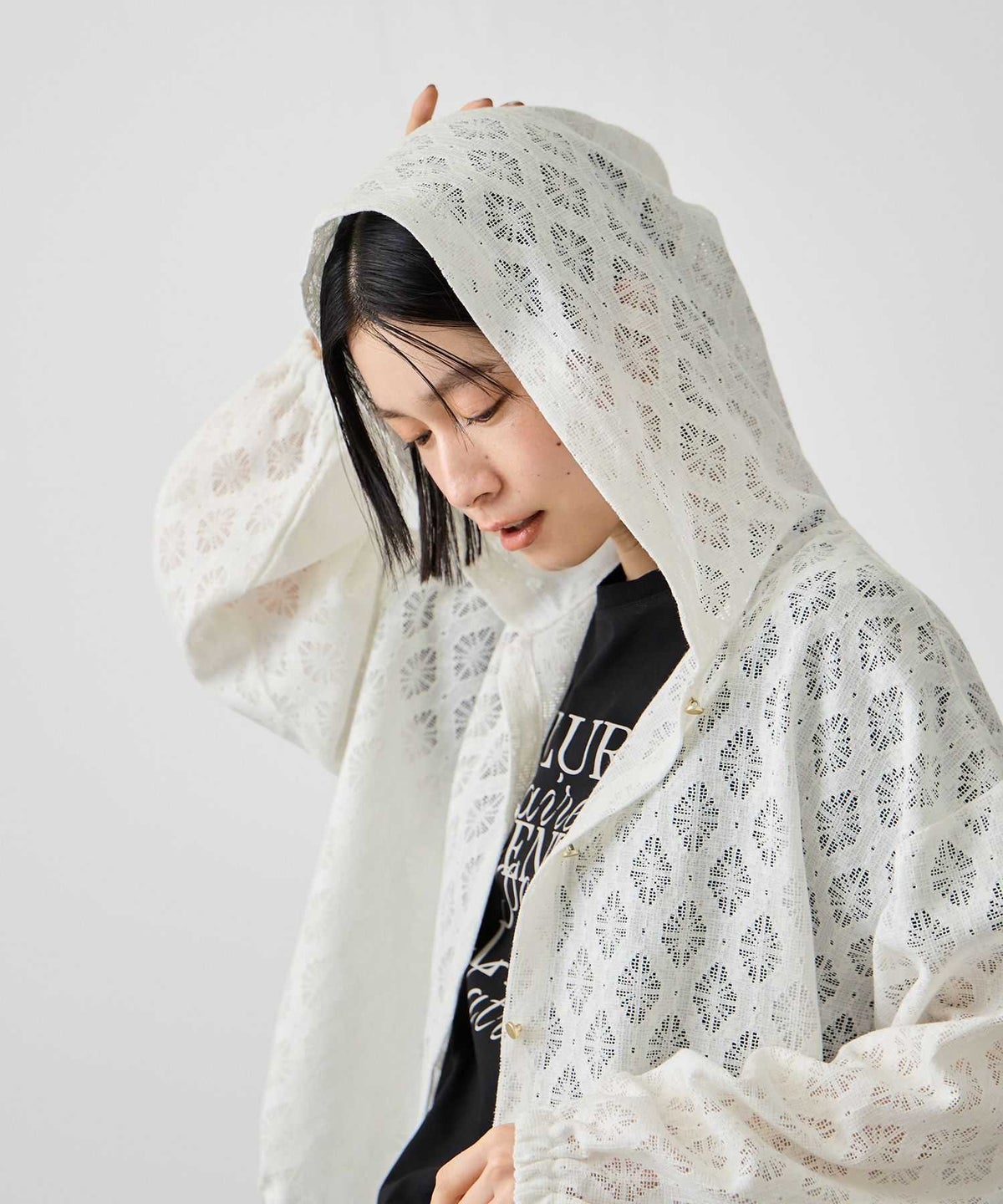 Idnes レースフードブラウス レディース