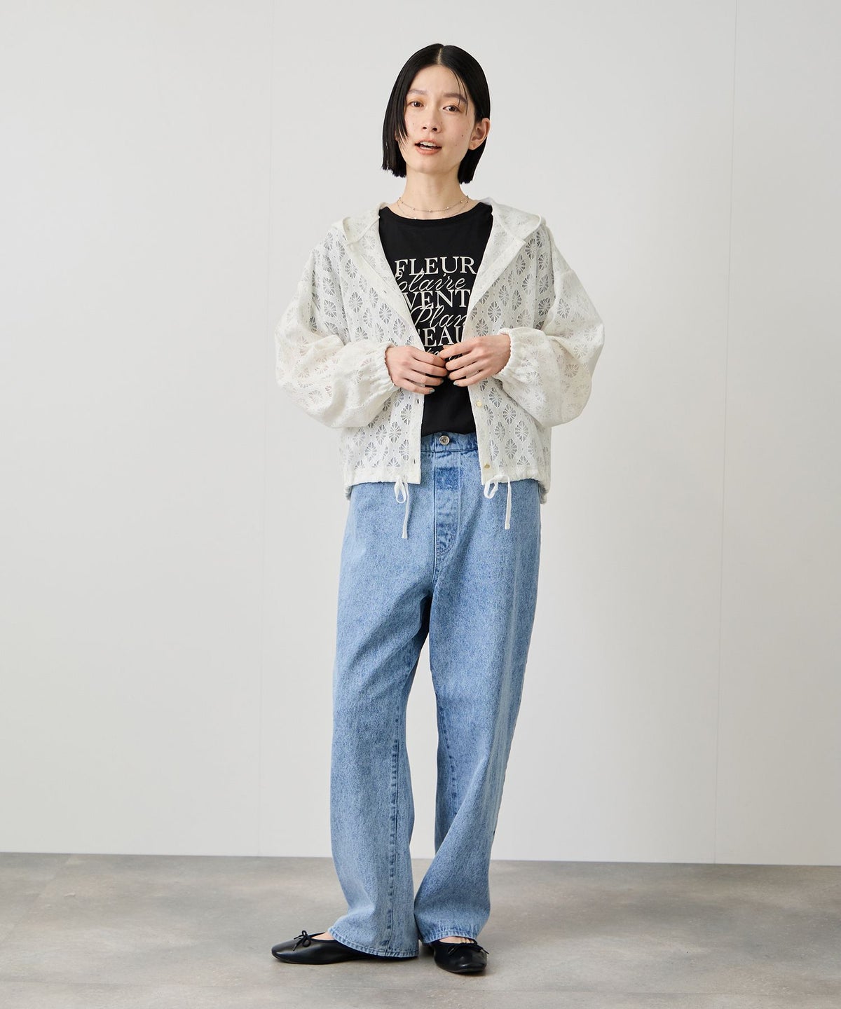 Idnes レースフードブラウス レディース