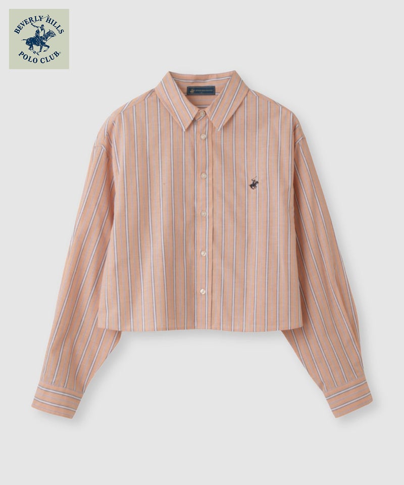BEVERLY HILLS POLO CLUB ショート丈コットン長袖シャツ ワンポイント刺繍 レディース商品画像-1