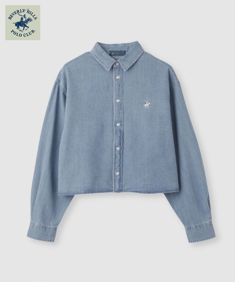 BEVERLY HILLS POLO CLUB ショート丈コットン長袖シャツ ワンポイント刺繍 レディース商品画像-4