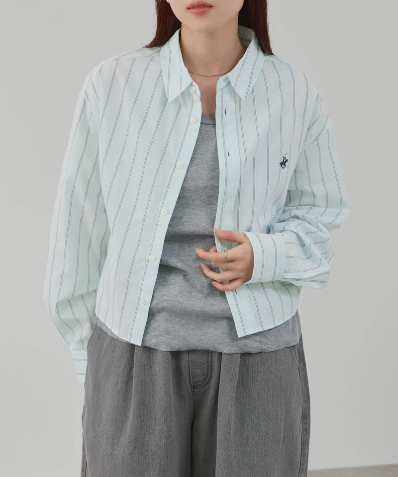 BEVERLY HILLS POLO CLUB  ショート丈コットン長袖シャツ ワンポイント刺繍 レディース商品画像-6