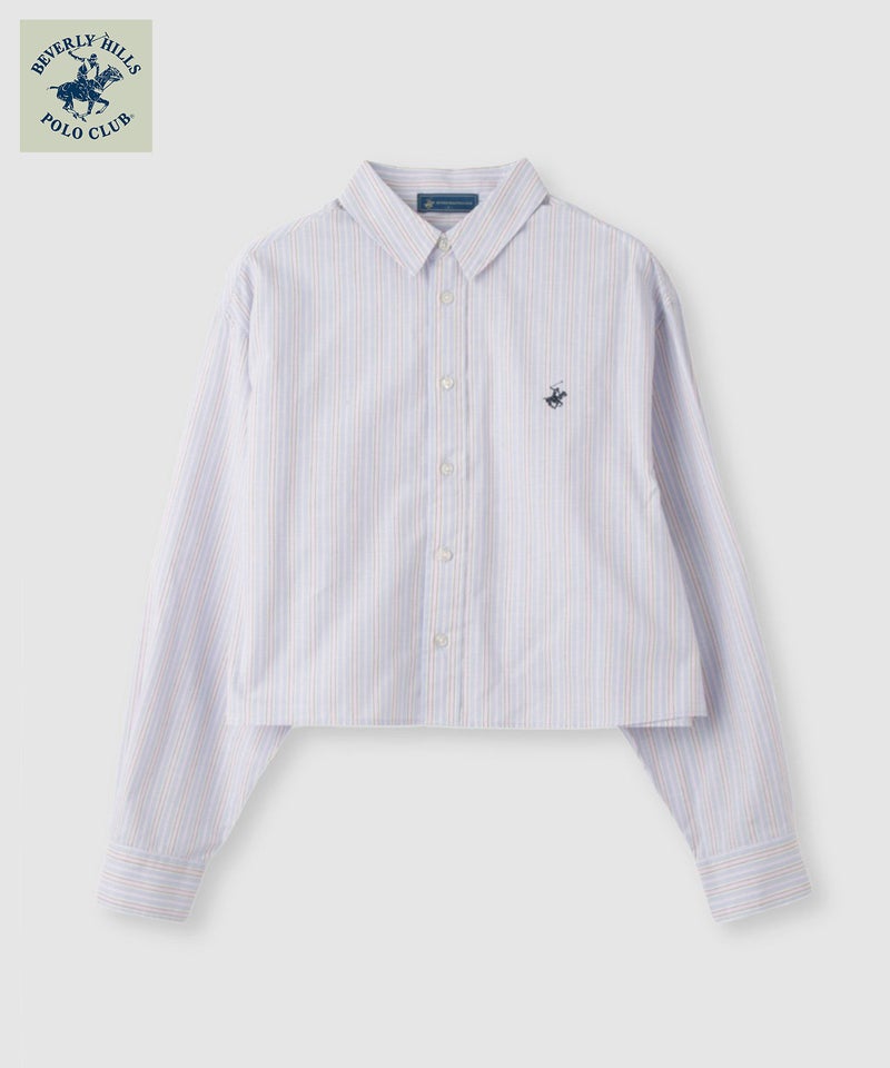 BEVERLY HILLS POLO CLUB ショート丈コットン長袖シャツ ワンポイント刺繍 レディース商品画像-7