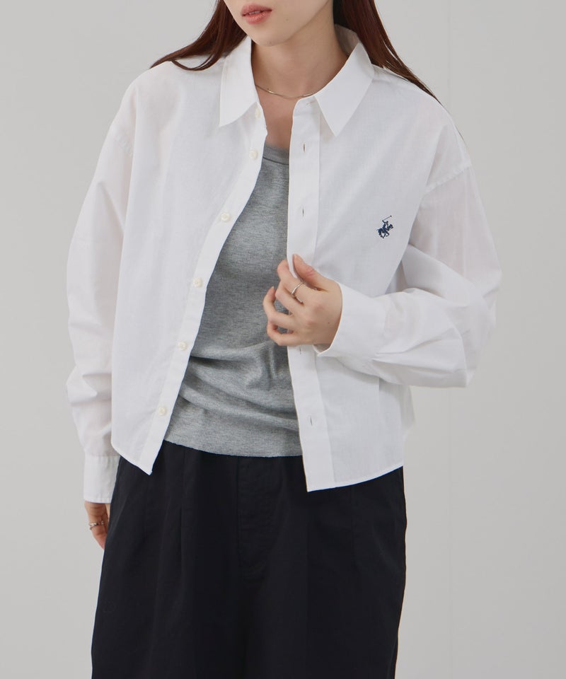 BEVERLY HILLS POLO CLUB ショート丈コットン長袖シャツ ワンポイント刺繍 レディース商品画像-11
