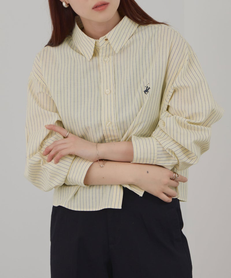 BEVERLY HILLS POLO CLUB ショート丈コットン長袖シャツ ワンポイント刺繍 レディース商品画像-18