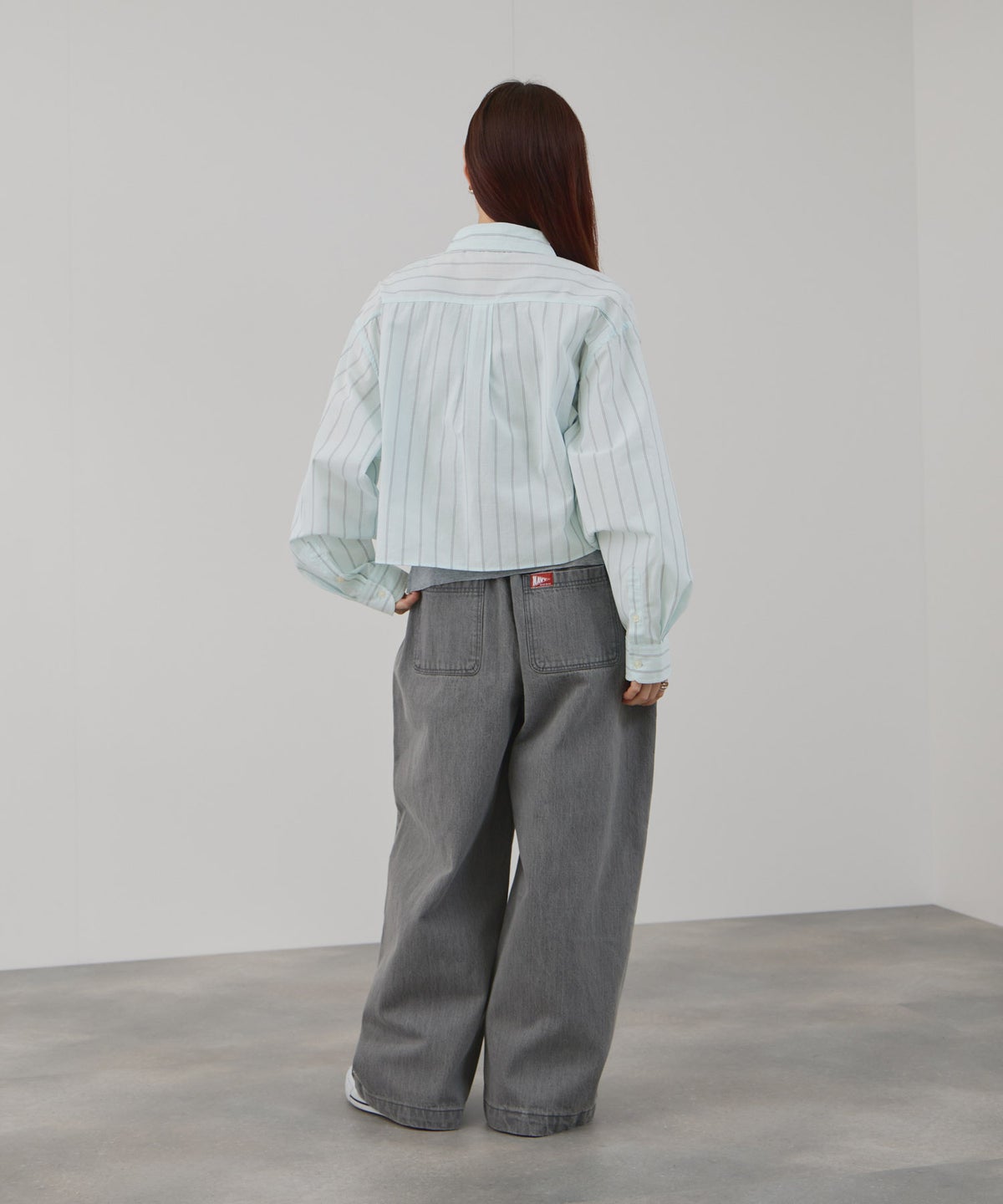 BEVERLY HILLS POLO CLUB ショート丈コットン長袖シャツ ワンポイント刺繍 レディース