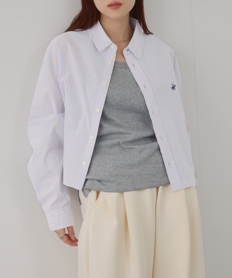 BEVERLY HILLS POLO CLUB  ショート丈コットン長袖シャツ ワンポイント刺繍 レディース商品画像-24