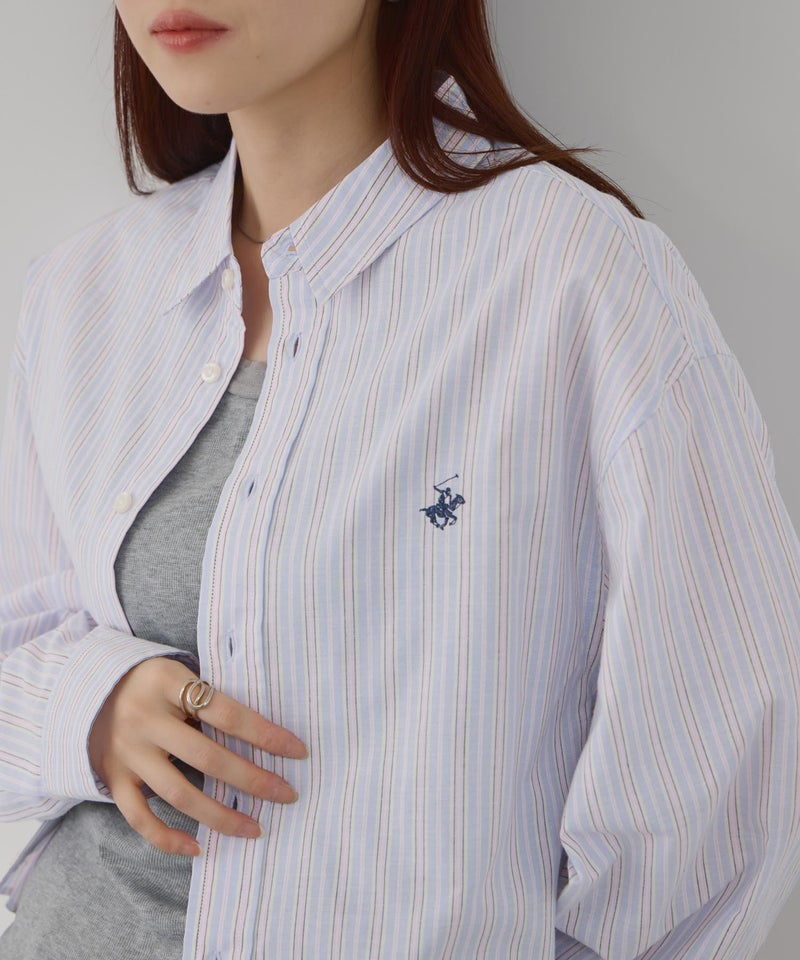 BEVERLY HILLS POLO CLUB ショート丈コットン長袖シャツ ワンポイント刺繍 レディース商品画像-25