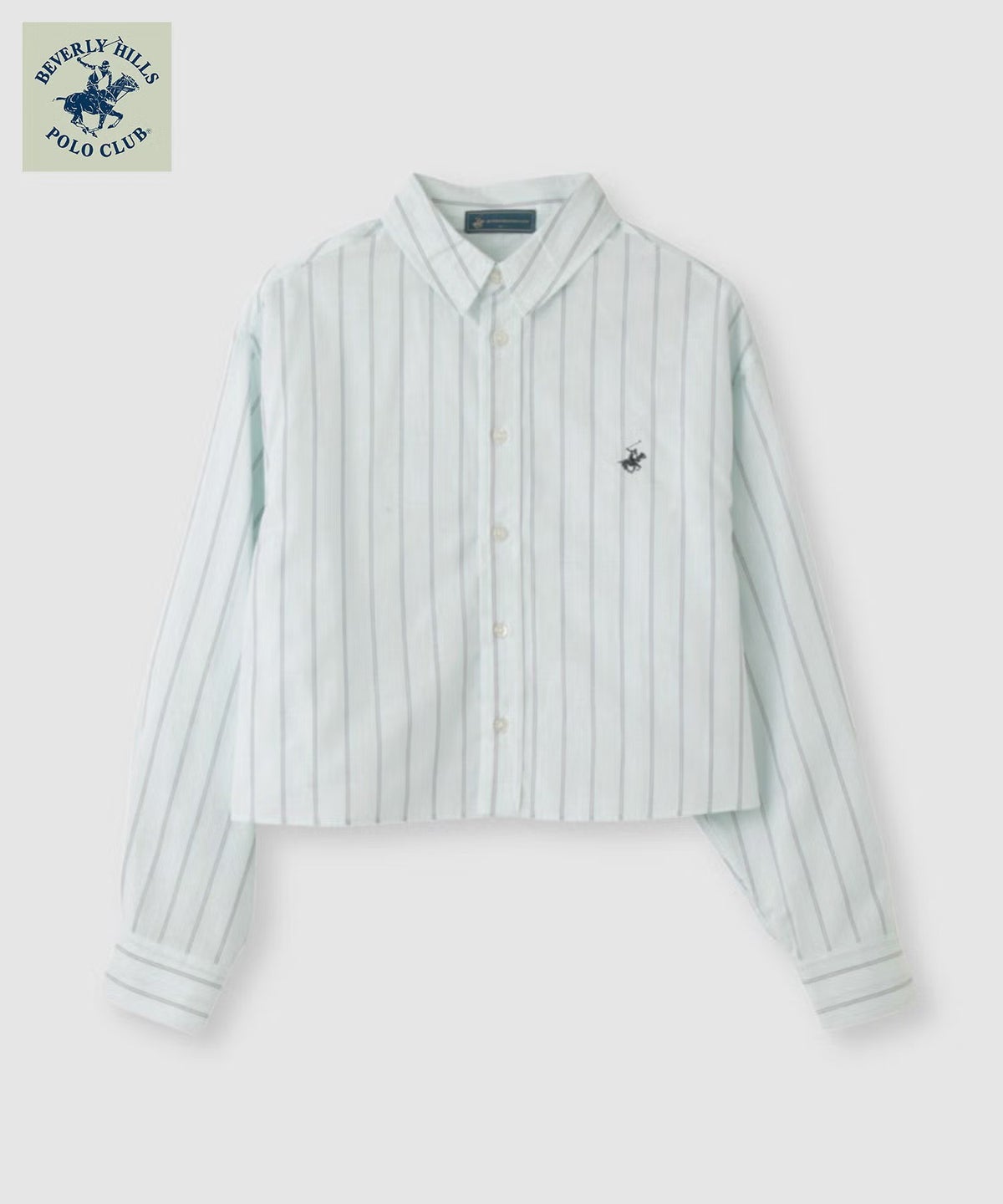 BEVERLY HILLS POLO CLUB ショート丈コットン長袖シャツ ワンポイント刺繍 レディース