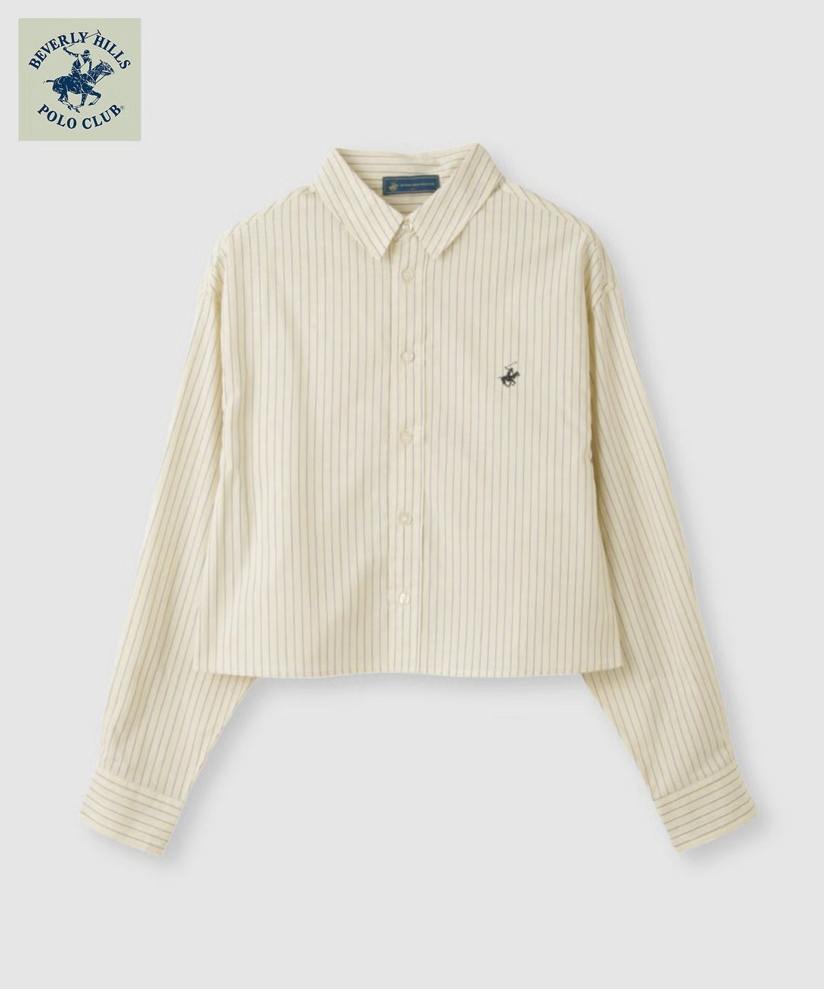BEVERLY HILLS POLO CLUB ショート丈コットン長袖シャツ ワンポイント刺繍 レディース