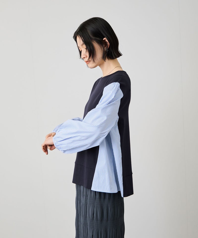 Idnes ストライプ 布帛ドッキングプルオーバー レディース メール便 対応商品商品画像-5