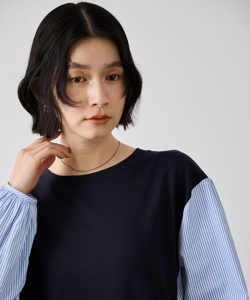 Idnes ストライプ 布帛ドッキングプルオーバー レディース メール便 対応商品商品画像-7