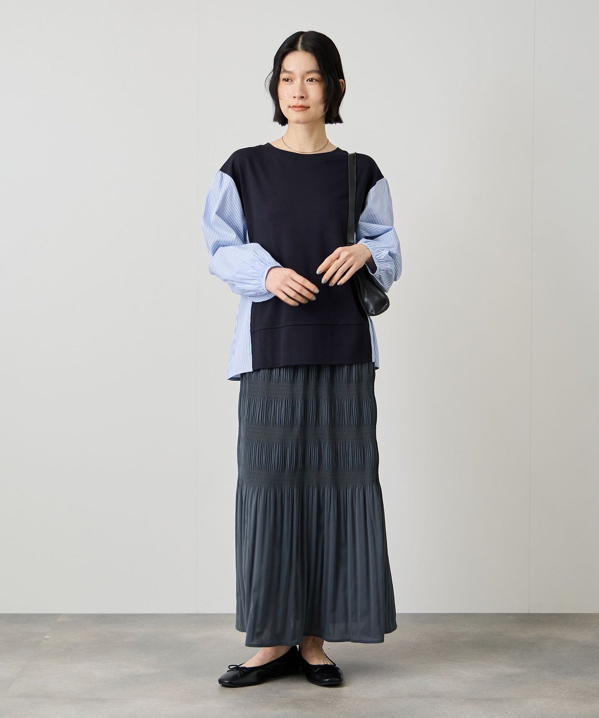 Idnes ストライプ 布帛ドッキングプルオーバー レディース メール便 対応商品