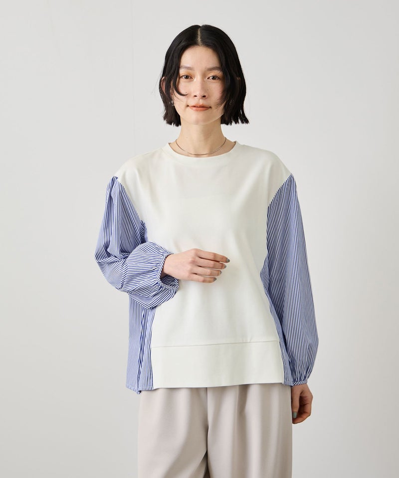 Idnes  ストライプ 布帛ドッキングプルオーバー レディース メール便 対応商品商品画像-10
