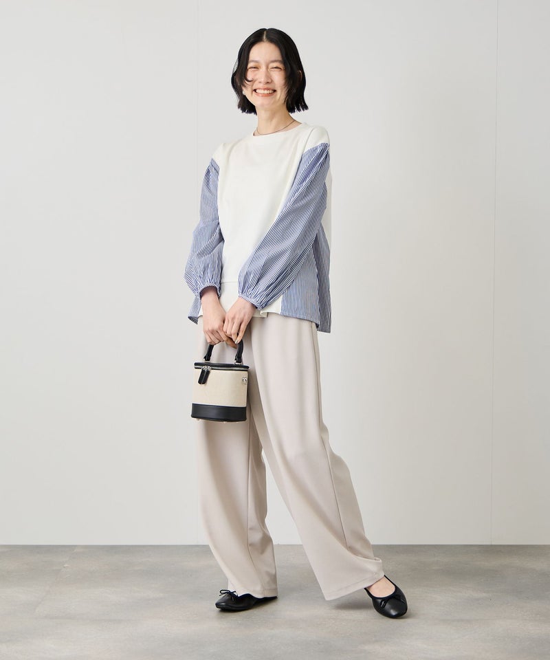 Idnes ストライプ 布帛ドッキングプルオーバー レディース メール便 対応商品商品画像-12