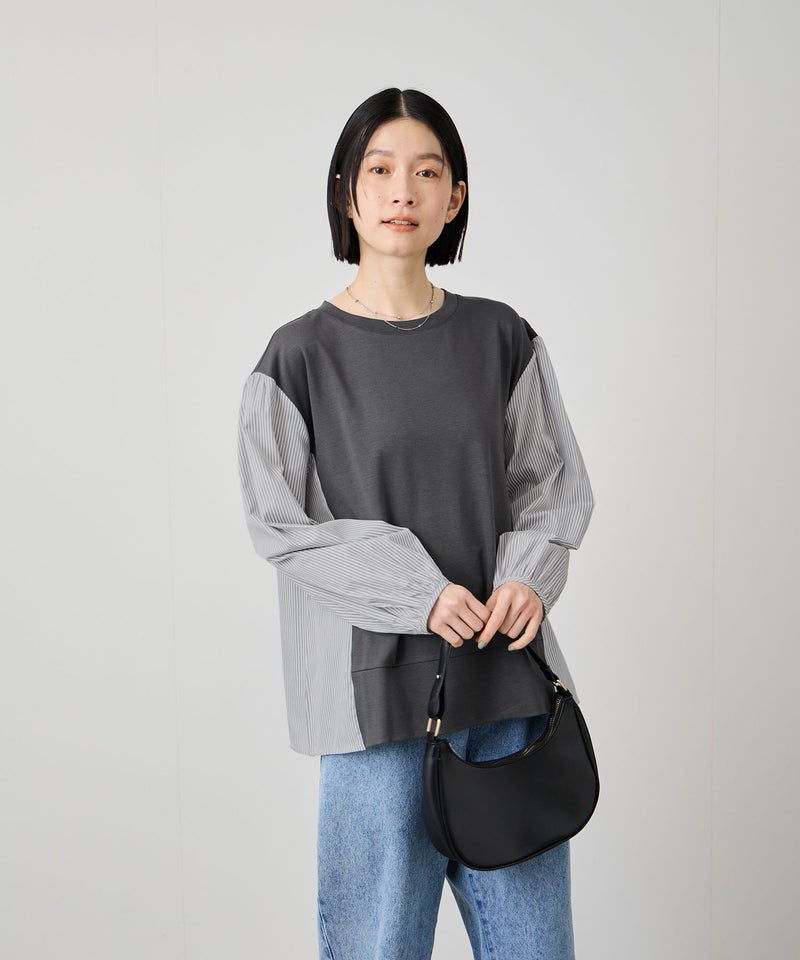 Idnes  ストライプ 布帛ドッキングプルオーバー レディース メール便 対応商品商品画像-13