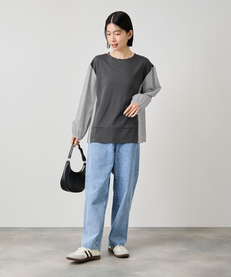 Idnes ストライプ 布帛ドッキングプルオーバー レディース メール便 対応商品商品画像-14