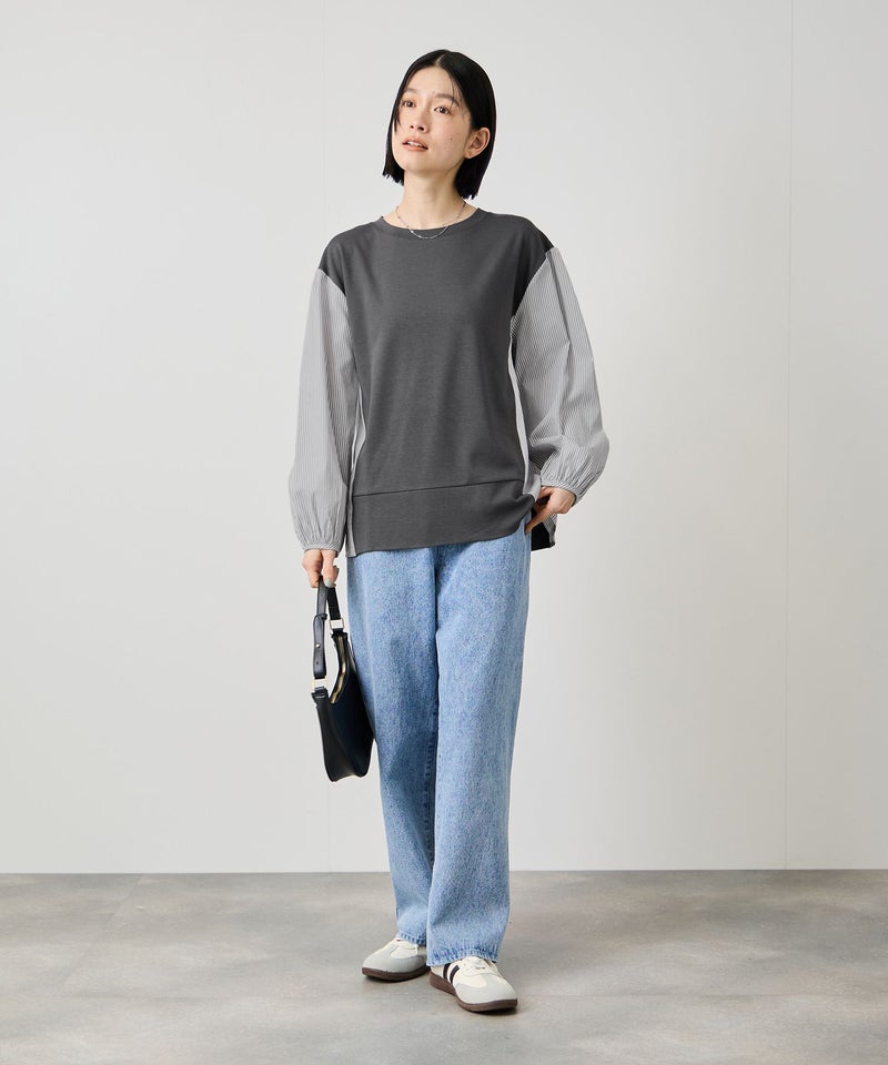 Idnes  ストライプ 布帛ドッキングプルオーバー レディース メール便 対応商品商品画像-15