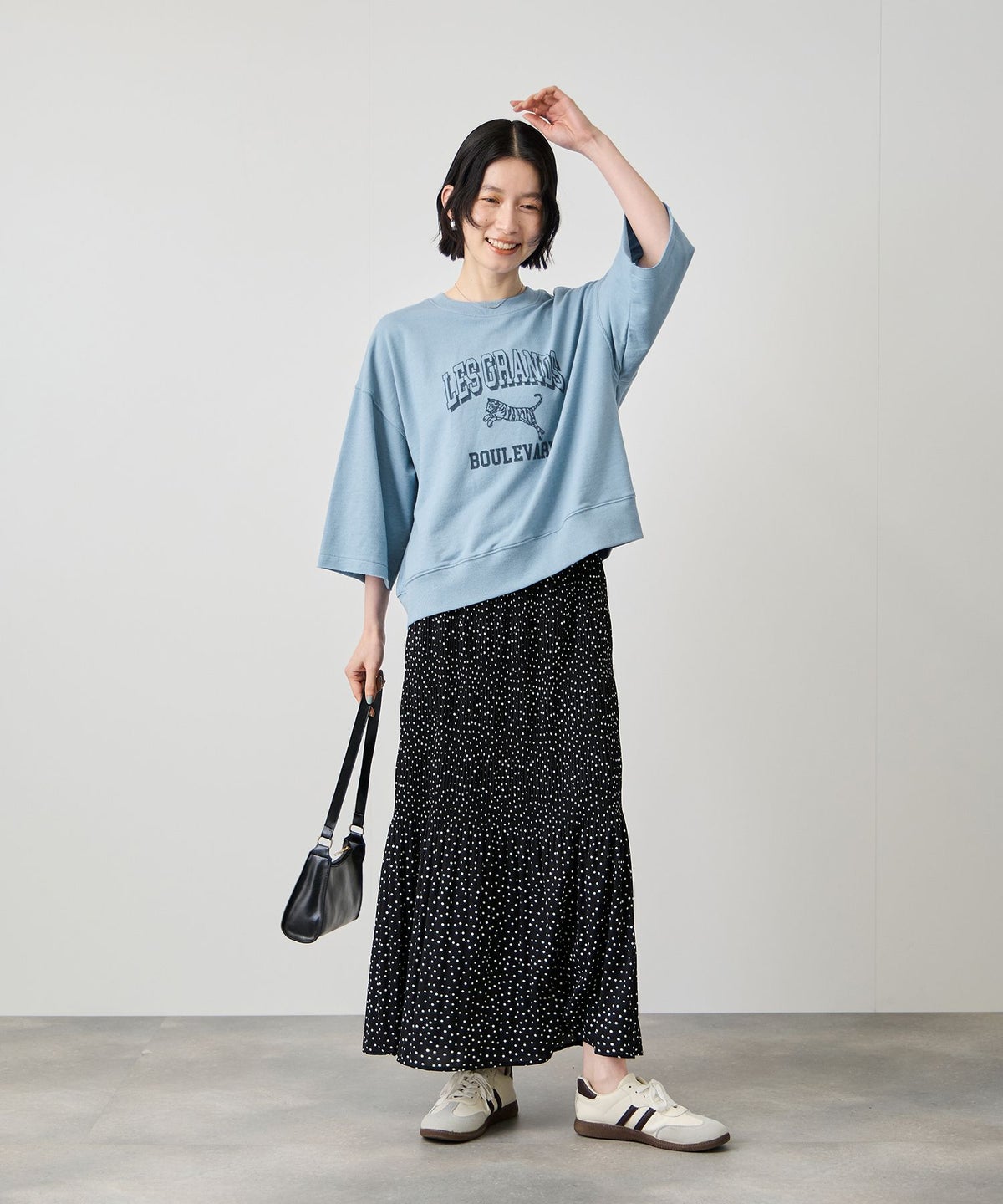 Idnes ミニ裏毛 フロントプリント 5分袖Tシャツ レディース メール便 対応商品