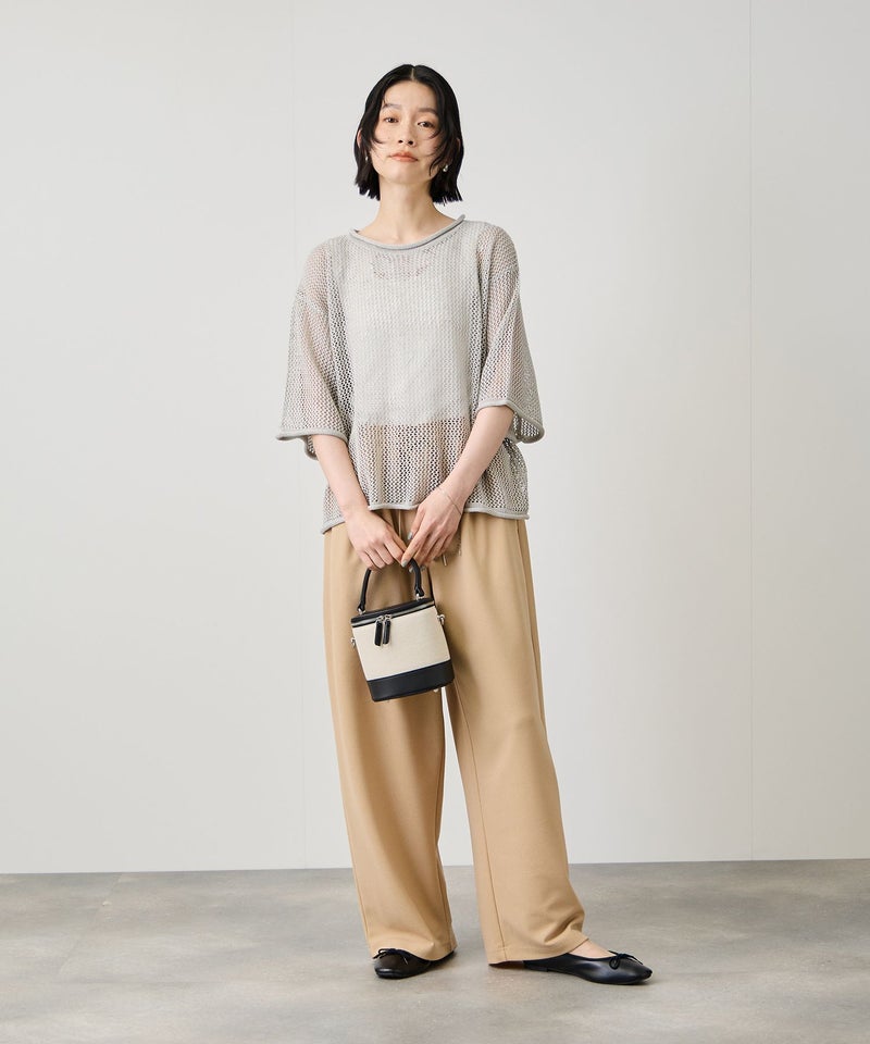 Idnes ラメメッシュ クロップド 半袖ニット レディース商品画像-13