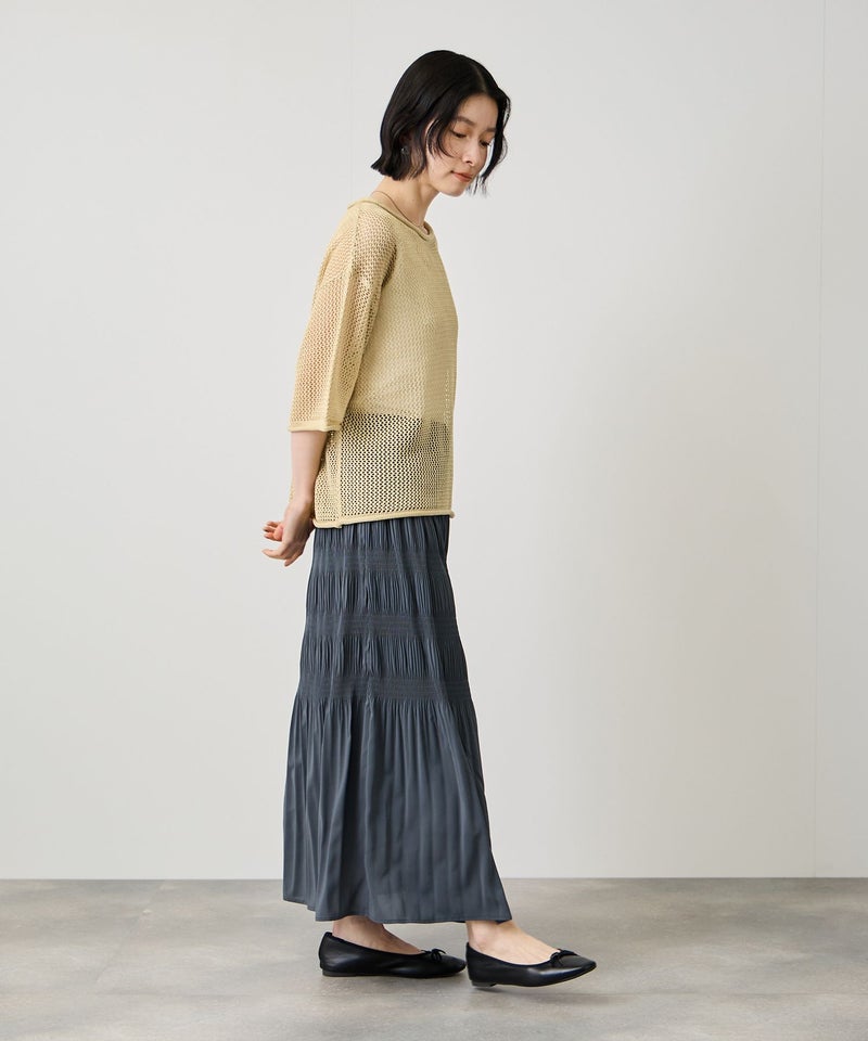 Idnes  ラメメッシュ クロップド 半袖ニット レディース商品画像-15