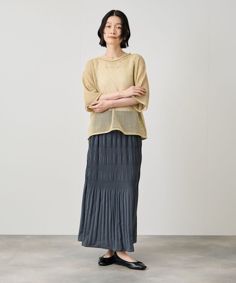 Idnes  ラメメッシュ クロップド 半袖ニット レディース商品画像-16