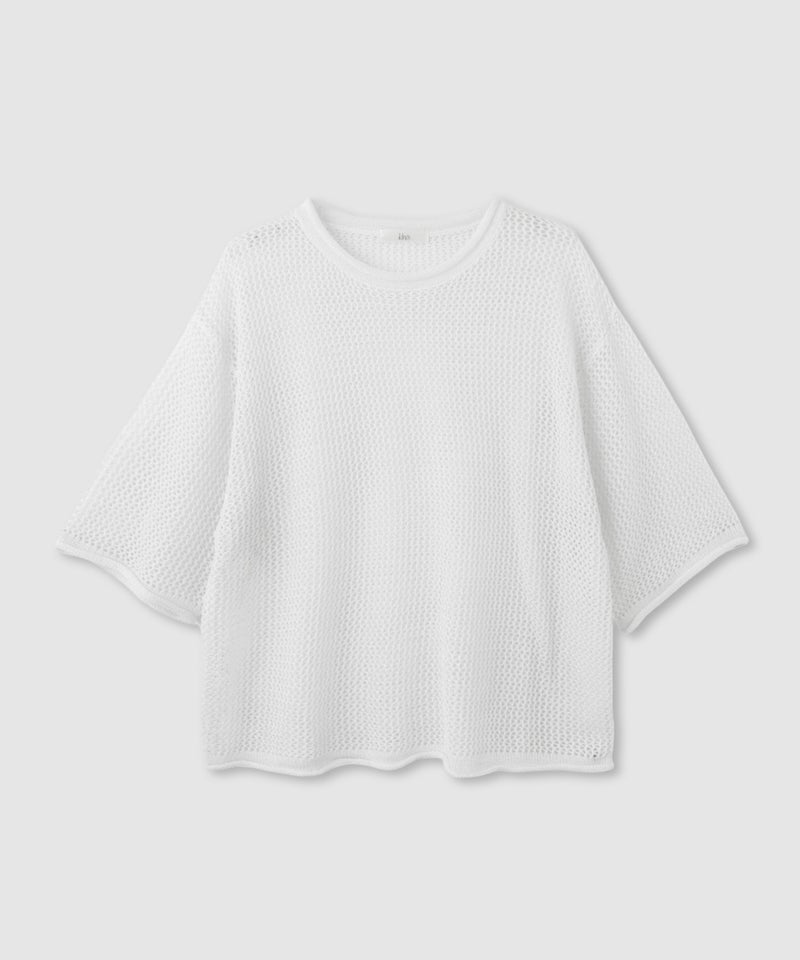 Idnes ラメメッシュ クロップド 半袖ニット レディース商品画像-20