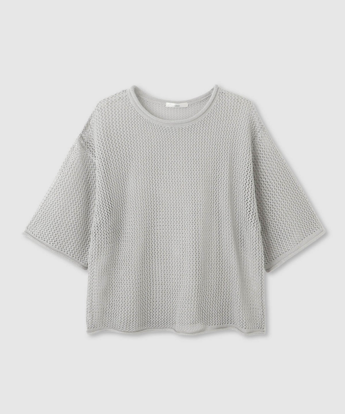 Idnes ラメメッシュ クロップド 半袖ニット レディース