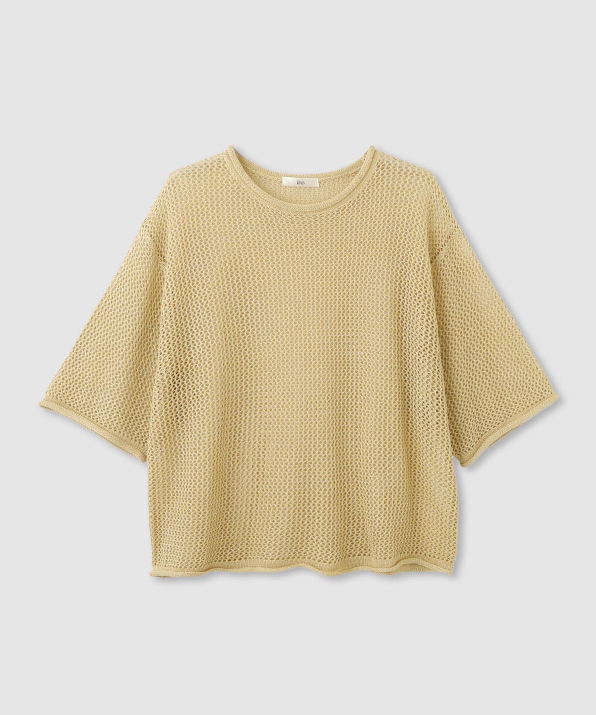 Idnes ラメメッシュ クロップド 半袖ニット レディース