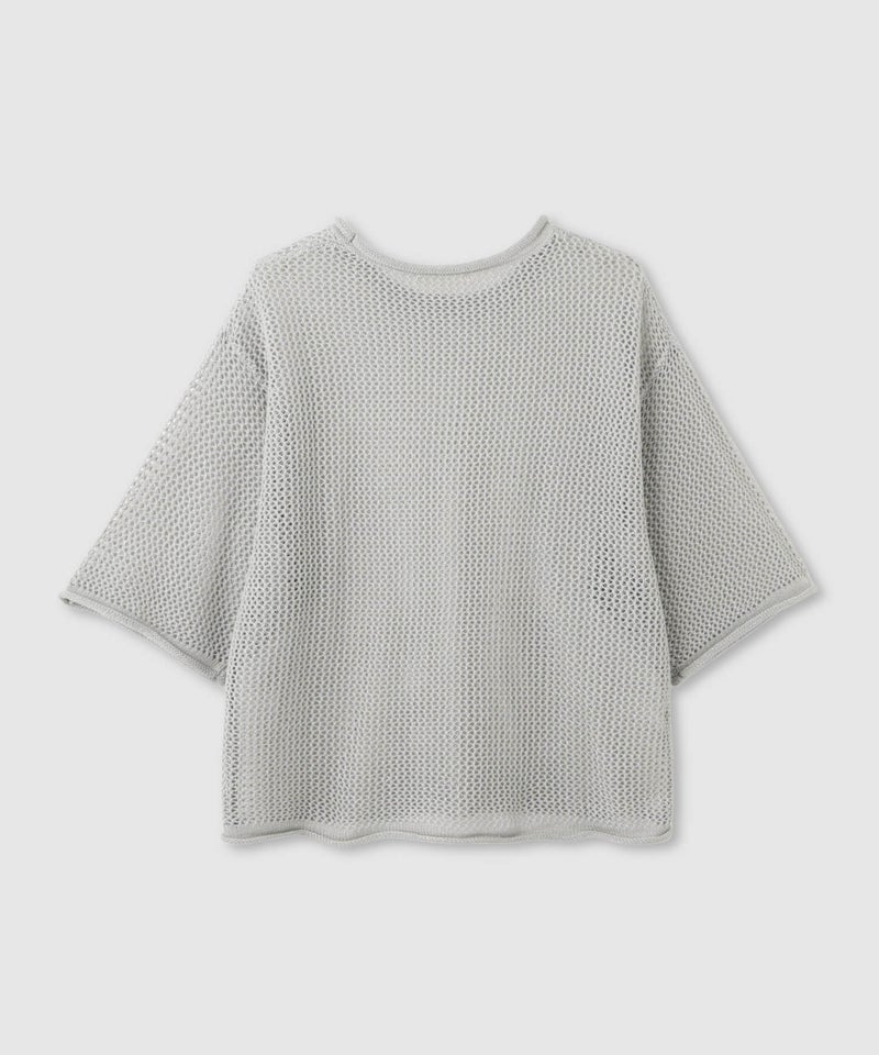 Idnes  ラメメッシュ クロップド 半袖ニット レディース商品画像-24