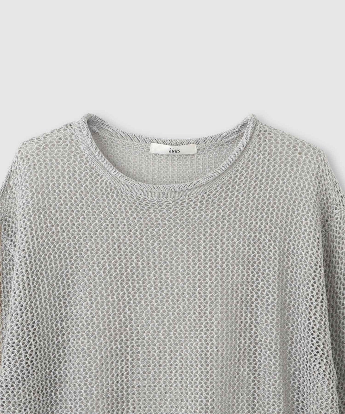 Idnes ラメメッシュ クロップド 半袖ニット レディース