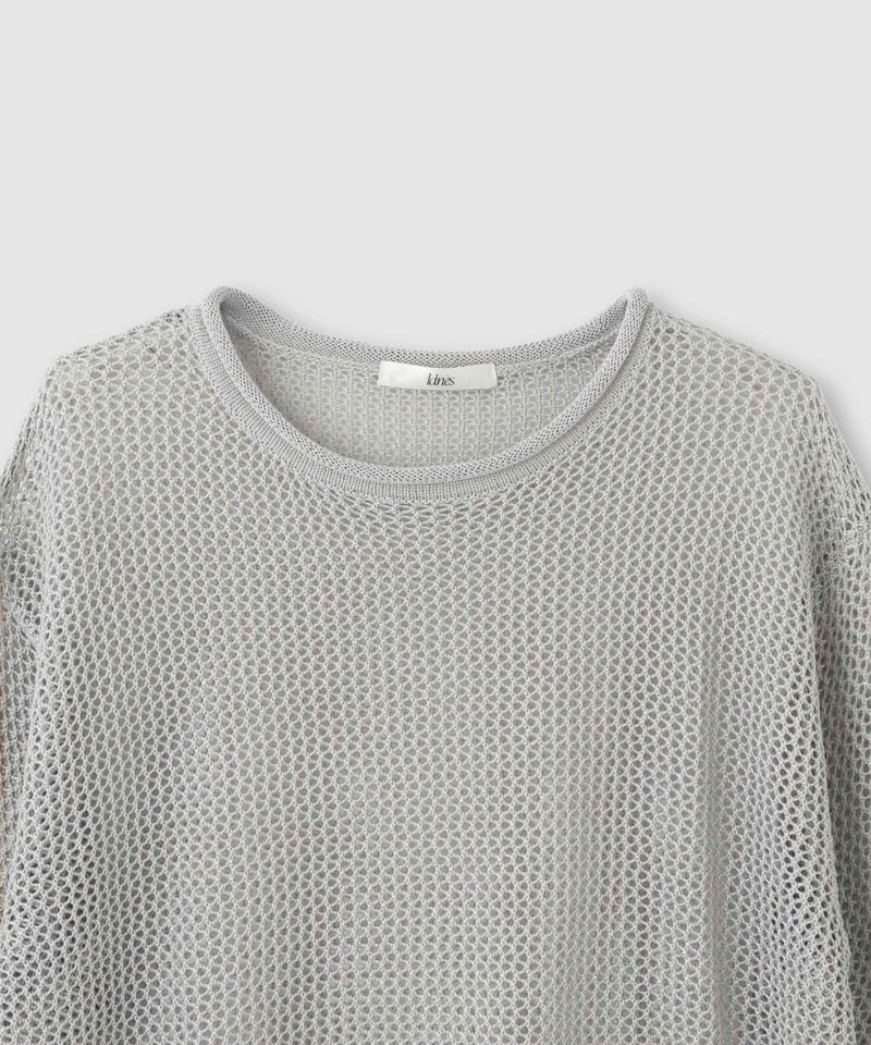 Idnes  ラメメッシュ クロップド 半袖ニット レディース商品画像-25