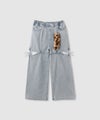 RICH MIX  サイドスリットリボン ワイドデニムパンツ ふわふわファーチャーム付き キッズ商品サムネイル-1