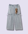 RICH MIX  サイドスリットリボン ワイドデニムパンツ ふわふわファーチャーム付き キッズ商品サムネイル-1