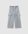 RICH MIX サイドスリットリボン ワイドデニムパンツ ふわふわファーチャーム付き キッズ商品サムネイル-3