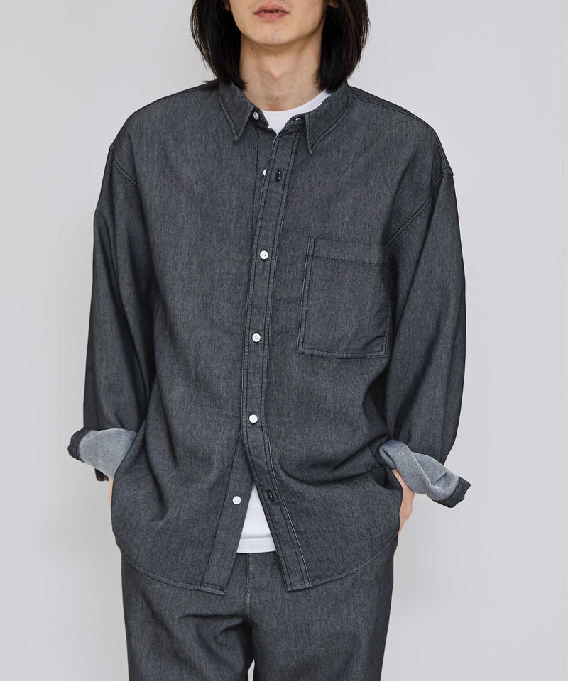 NAVY ブリーズデニム 長袖レギュラーカラーシャツ メンズ商品画像-2