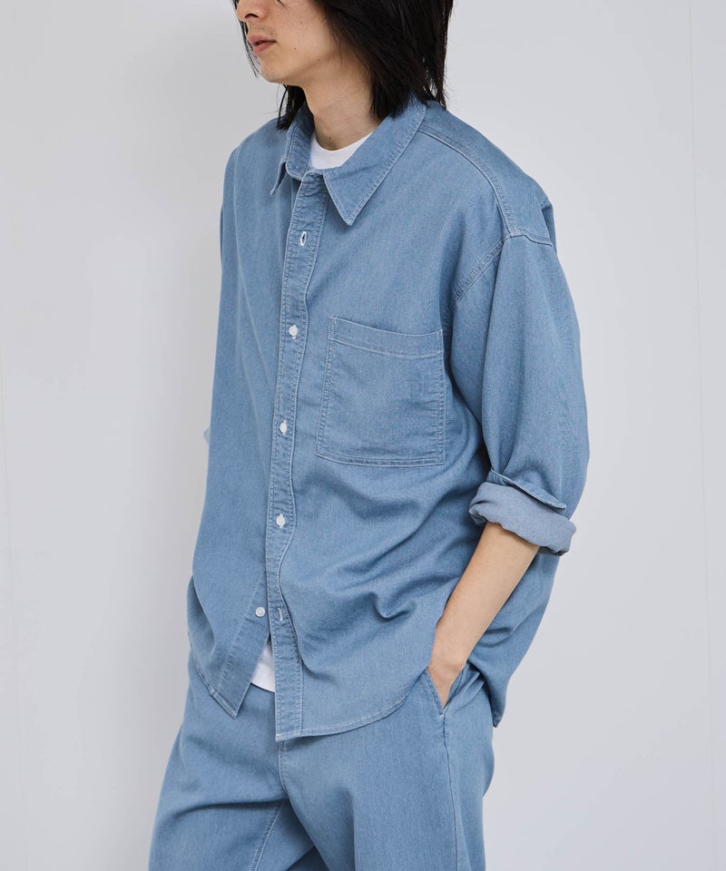 NAVY  ブリーズデニム 長袖レギュラーカラーシャツ メンズ商品画像-5