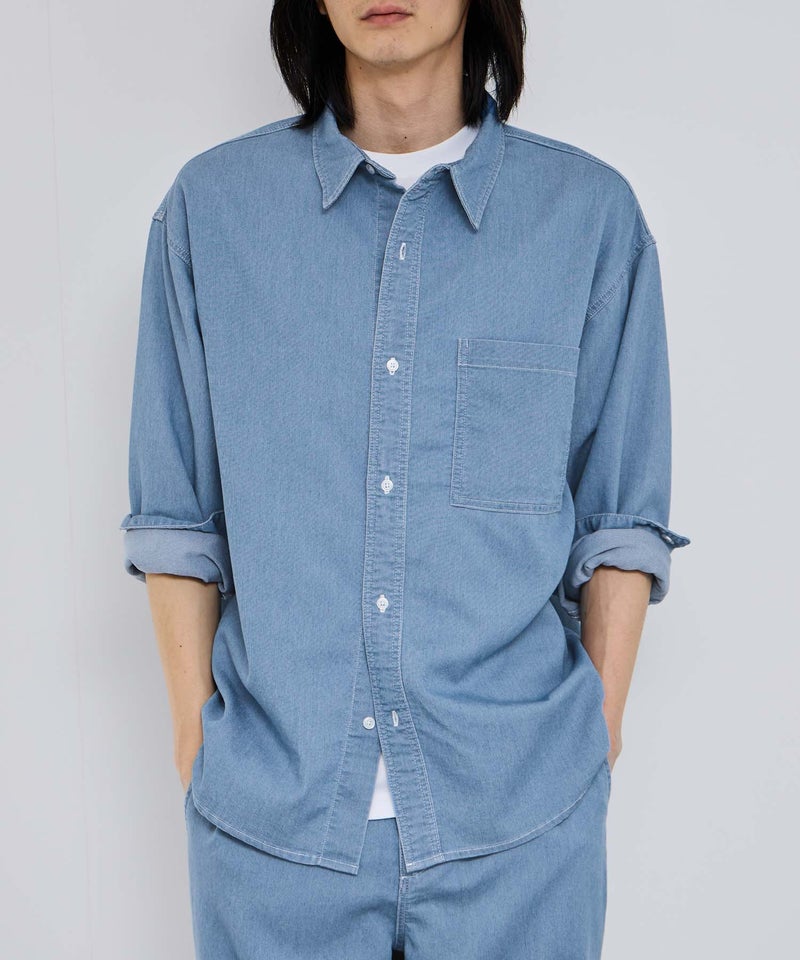 NAVY  ブリーズデニム 長袖レギュラーカラーシャツ メンズ商品画像-6