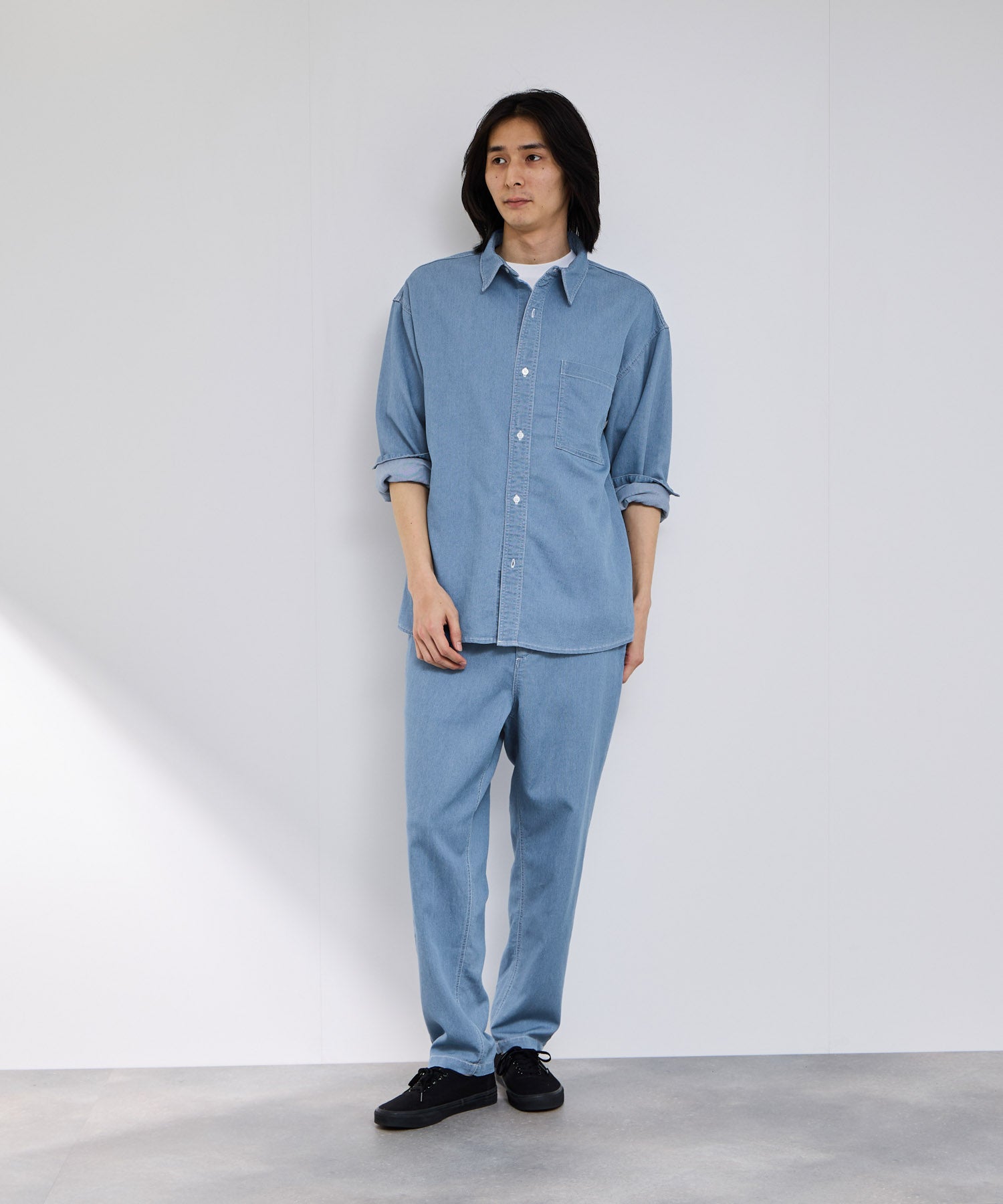 NAVY ブリーズデニム 長袖レギュラーカラーシャツ メンズ