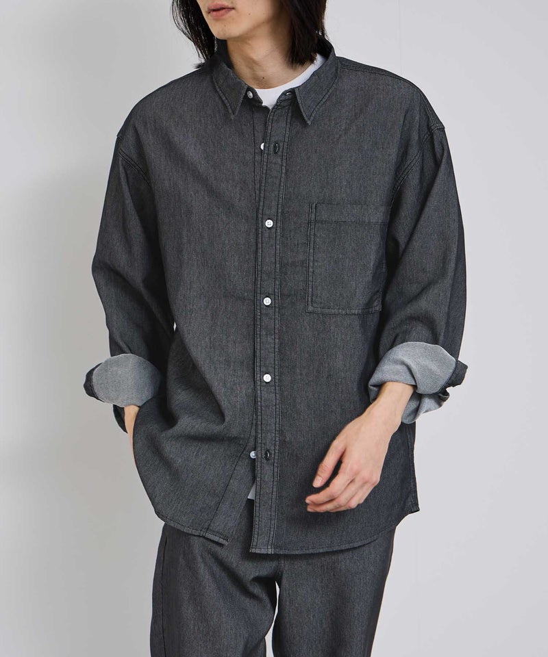 NAVY  ブリーズデニム 長袖レギュラーカラーシャツ メンズ商品画像-10