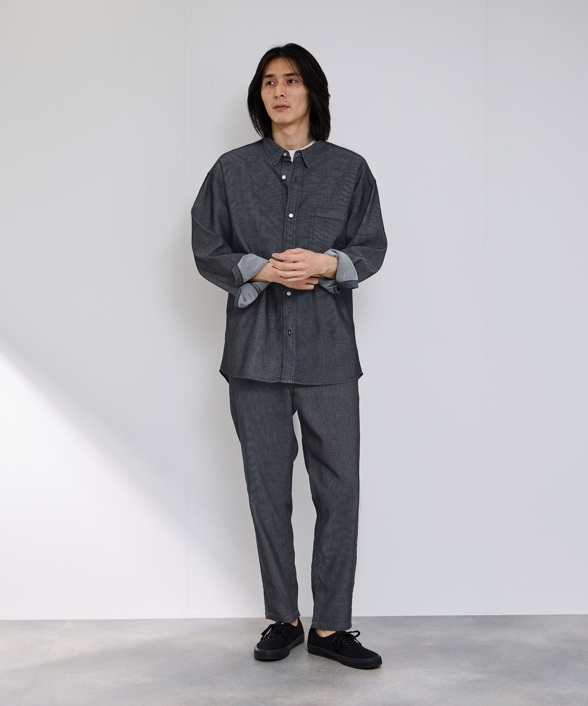 NAVY ブリーズデニム 長袖レギュラーカラーシャツ メンズ