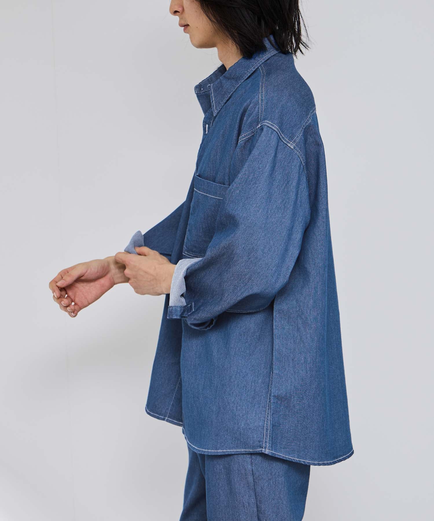 NAVY ブリーズデニム 長袖レギュラーカラーシャツ メンズ