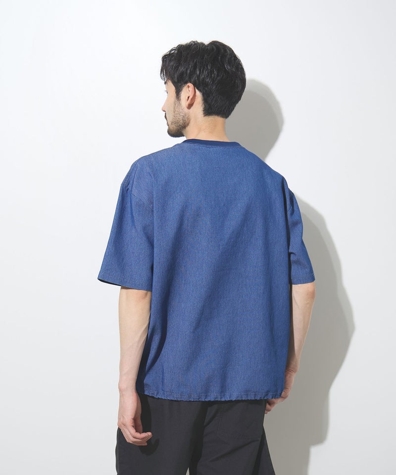 NAVY ブリーズデニム オーバーTシャツ メンズ メール便 対応商品商品画像-13