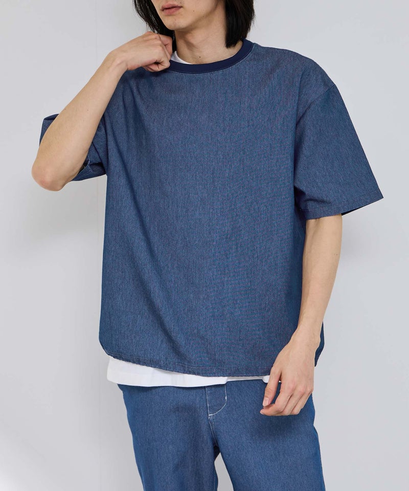 NAVY ブリーズデニム オーバーTシャツ メンズ メール便 対応商品商品画像-16